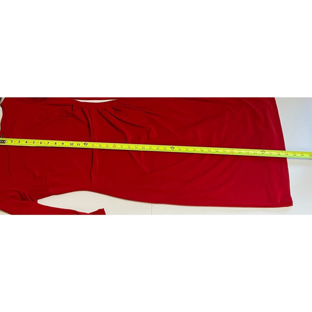Lauren Ralph Lauren Red Boat Neck Side Ruched Sheath Dress Size 6 - Picture 6 of 9